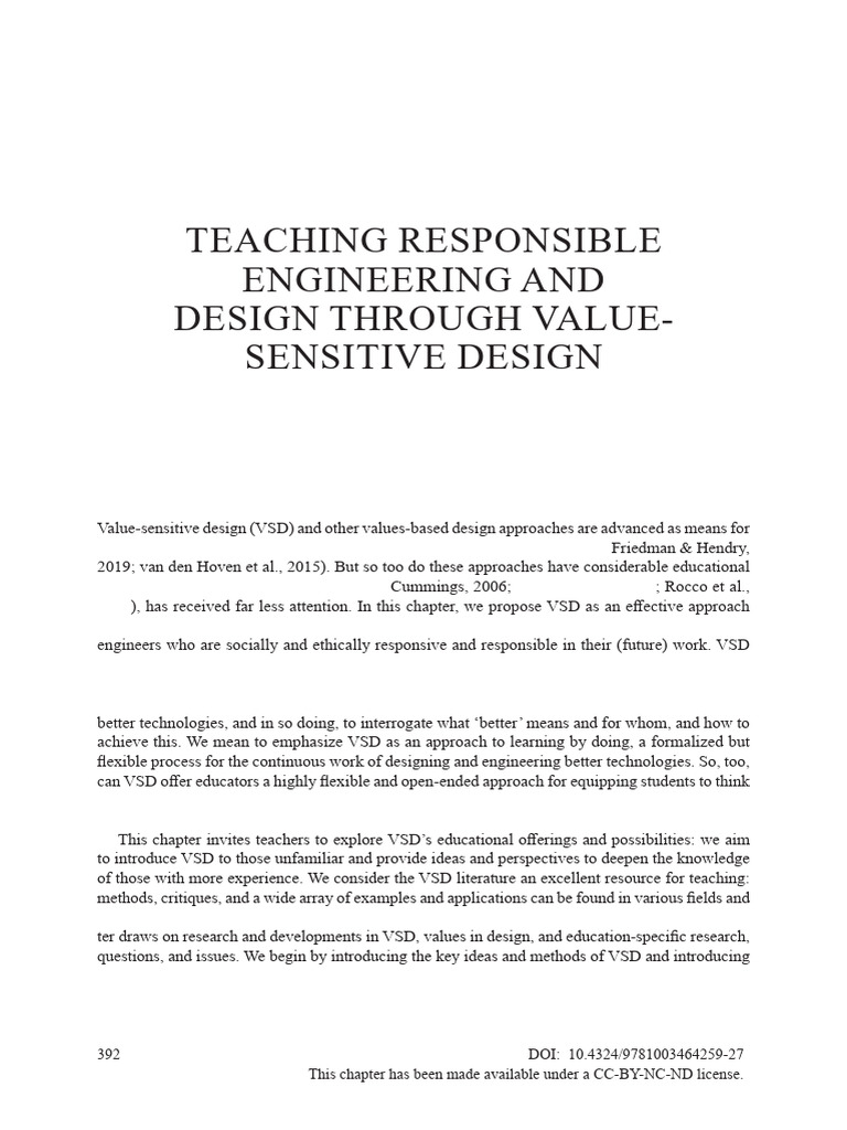 Teaching Ethics through Value-Sensitive Design | PDF | Educational ...