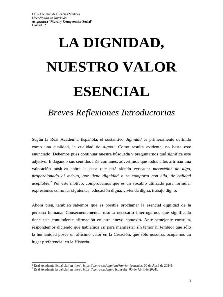 Unidad 002.001 La Dignidad - TextoPDF | PDF | Dignidad | Imagen de dios