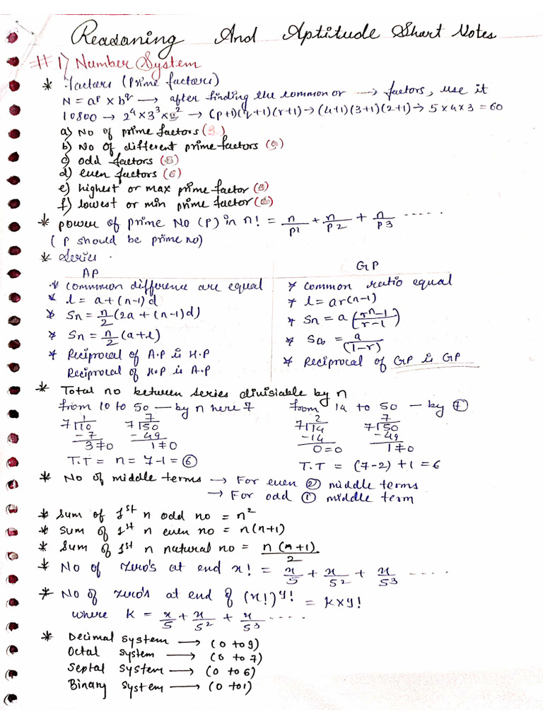 Reasoning and Apti Short Notes | PDF