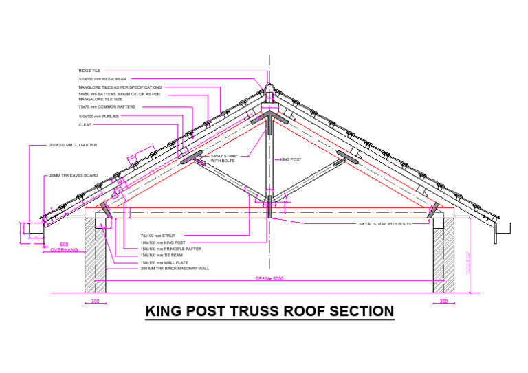 King Post Truss Roof Dimensions Guide | PDF | Structural Engineering ...