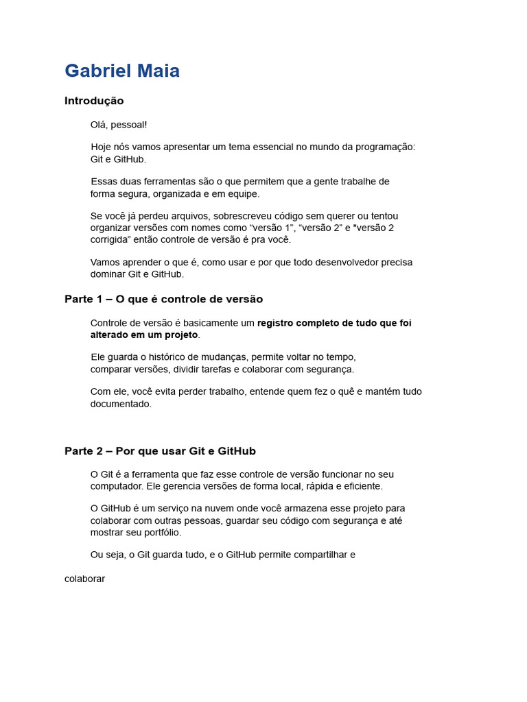 Introdução ao Git e GitHub para Desenvolvedores | PDF | Controle de ...