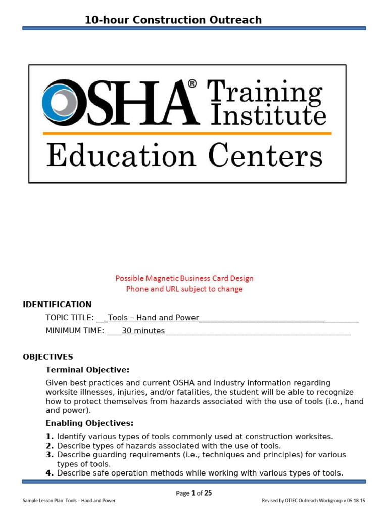 Hand and Power Tool Safety Training | PDF | Personal Protective ...