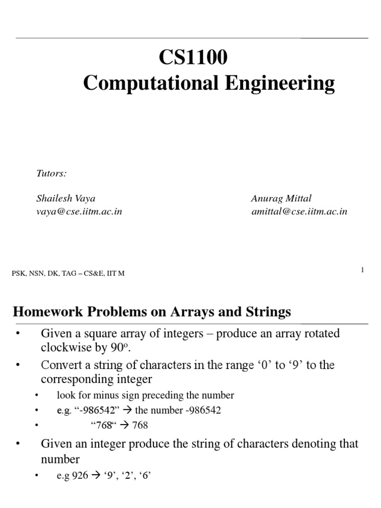 C Programming: Arrays, Strings, I/O Basics | PDF | Teaching Methods ...
