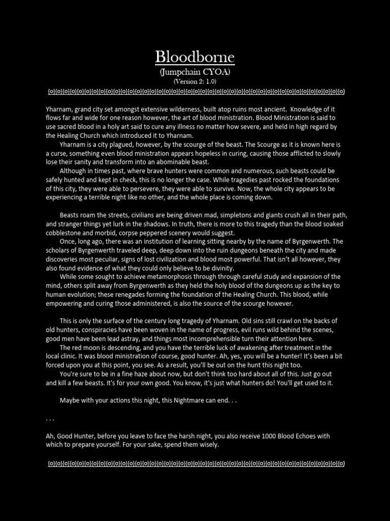 Bloodborne Jumpchain CYOA Guide | PDF | Cadaver
