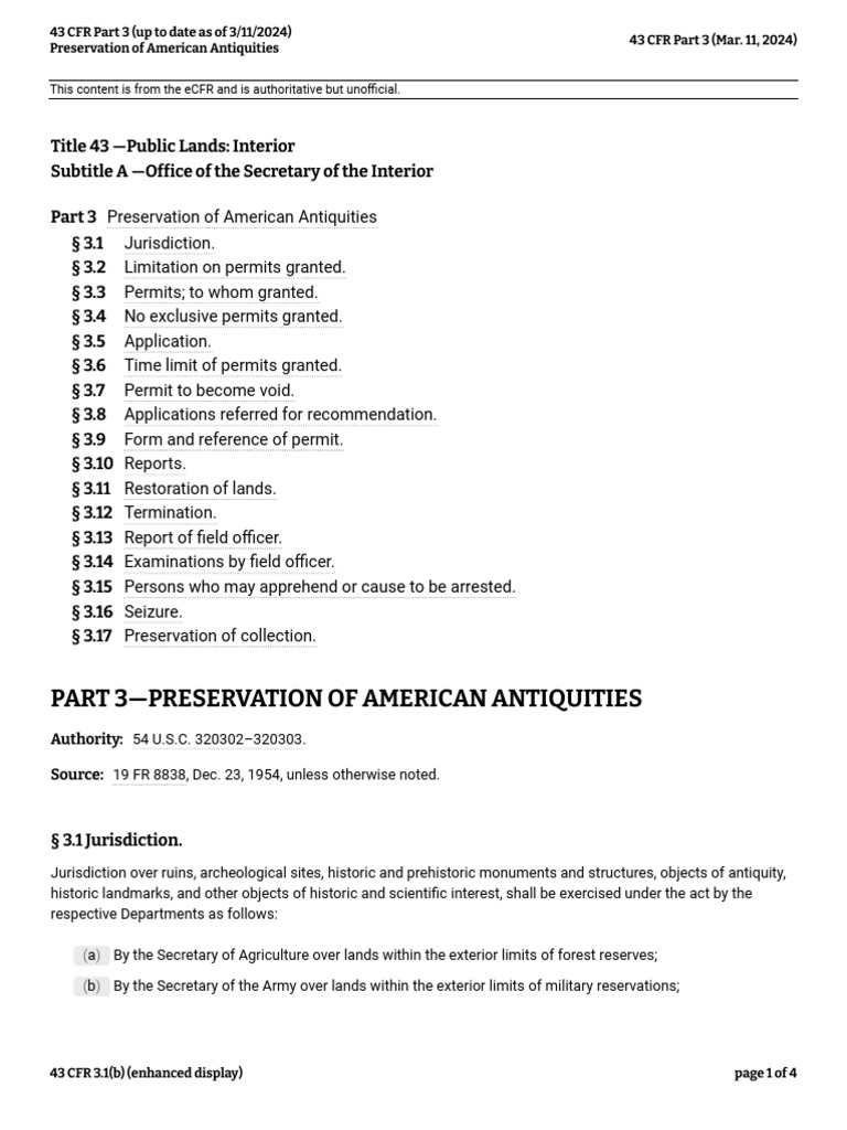 Preservation of American Antiquities Regulations | PDF | Government ...