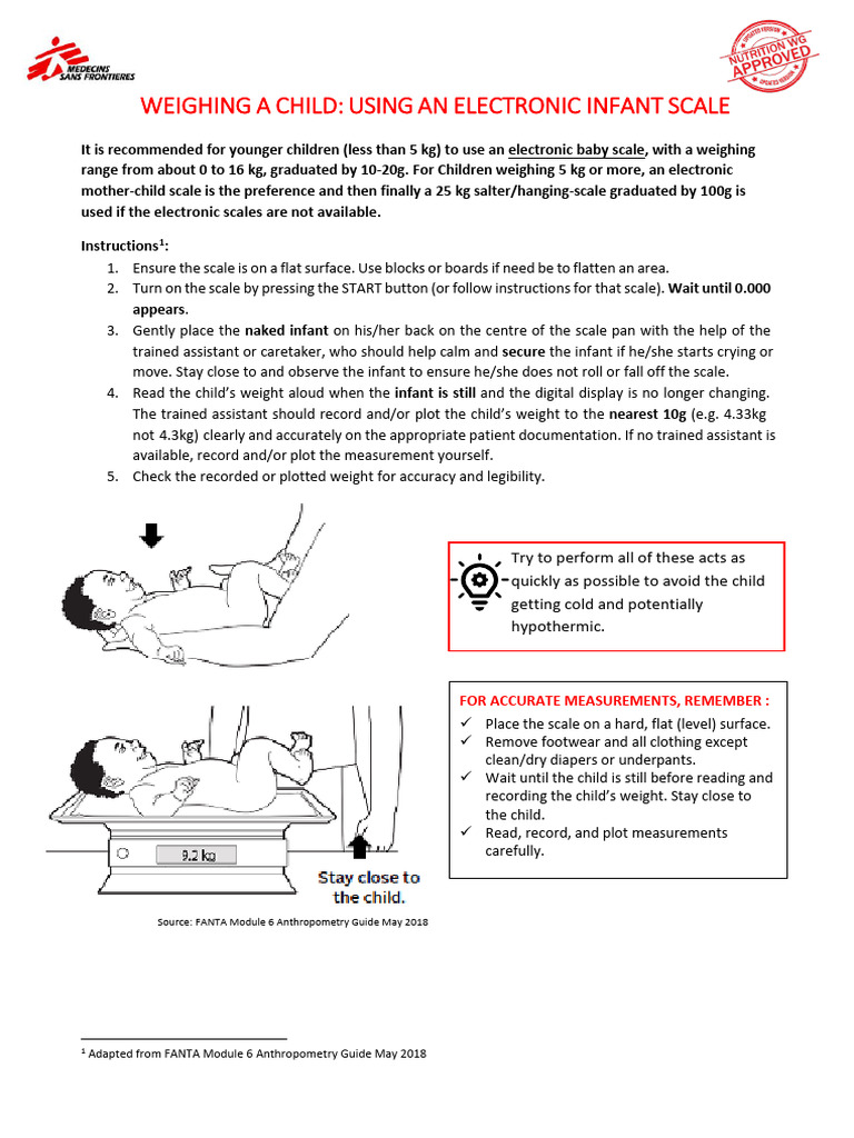 SOP - WeightMeasurement Infant Electronic Scale 2020 | PDF | Infants