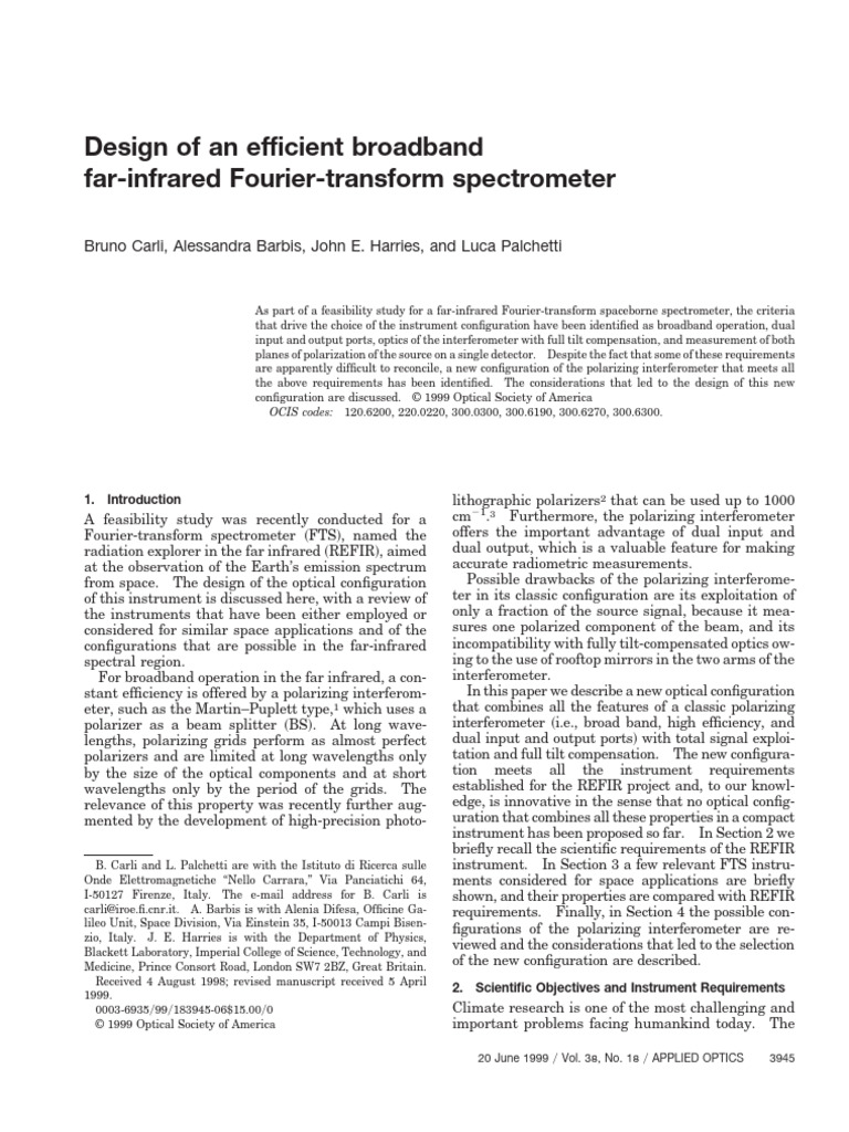 Design of an Efficient Broadband Far-Infrared Fourier-transform ...