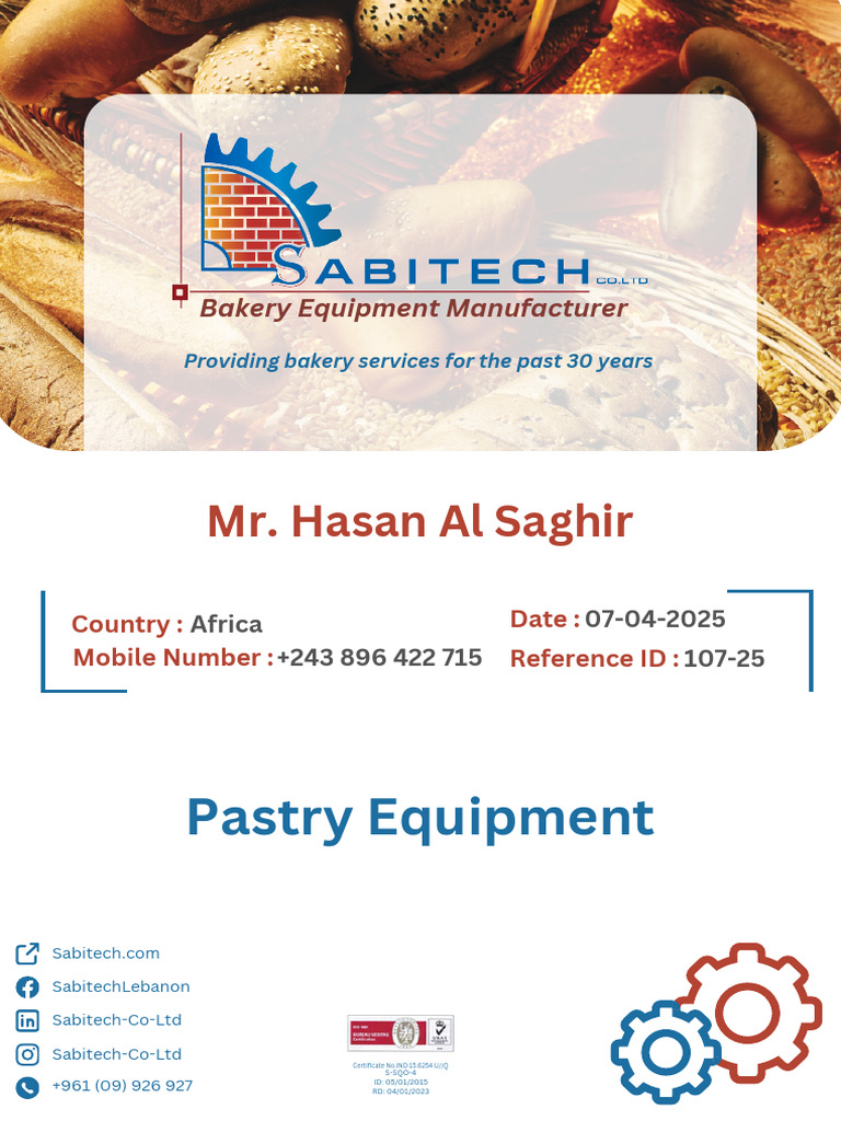 Sabitech Bakery Equipment Overview | PDF | Mechanical Engineering