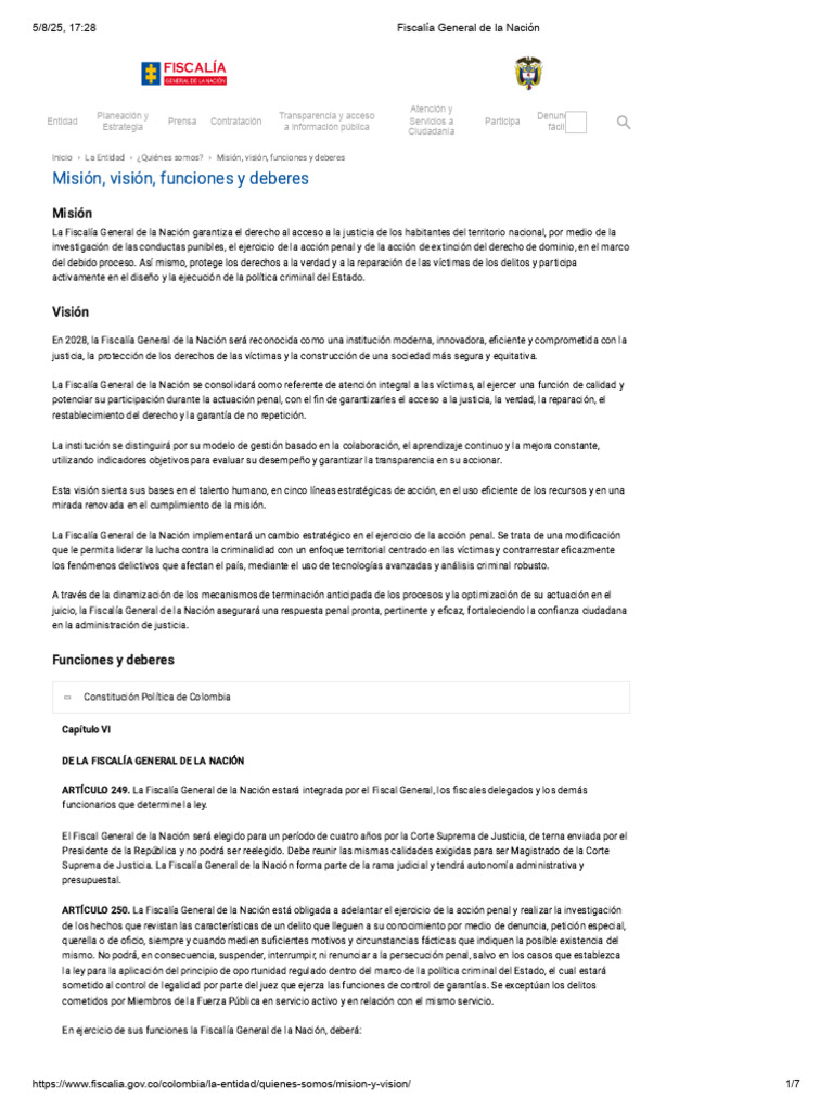Misión y Visión de la Fiscalía en Barranquilla | PDF | Fiscal | Justicia