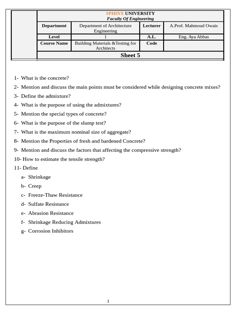 Building Materials & Testing for Architects | PDF