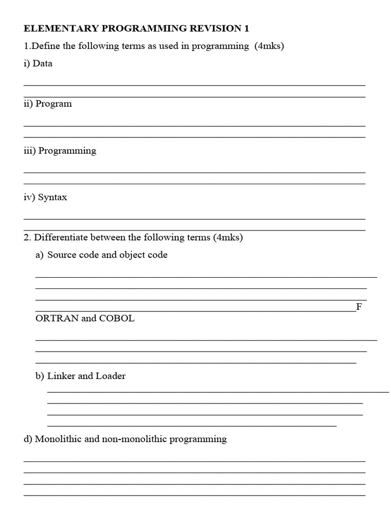 Elementary Programming Concepts Explained | PDF | Computer Programming ...