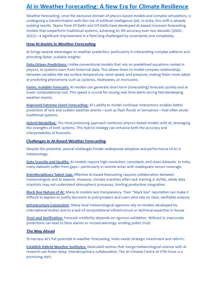 AI Revolutionizes Weather Forecasting in India | PDF | Weather ...