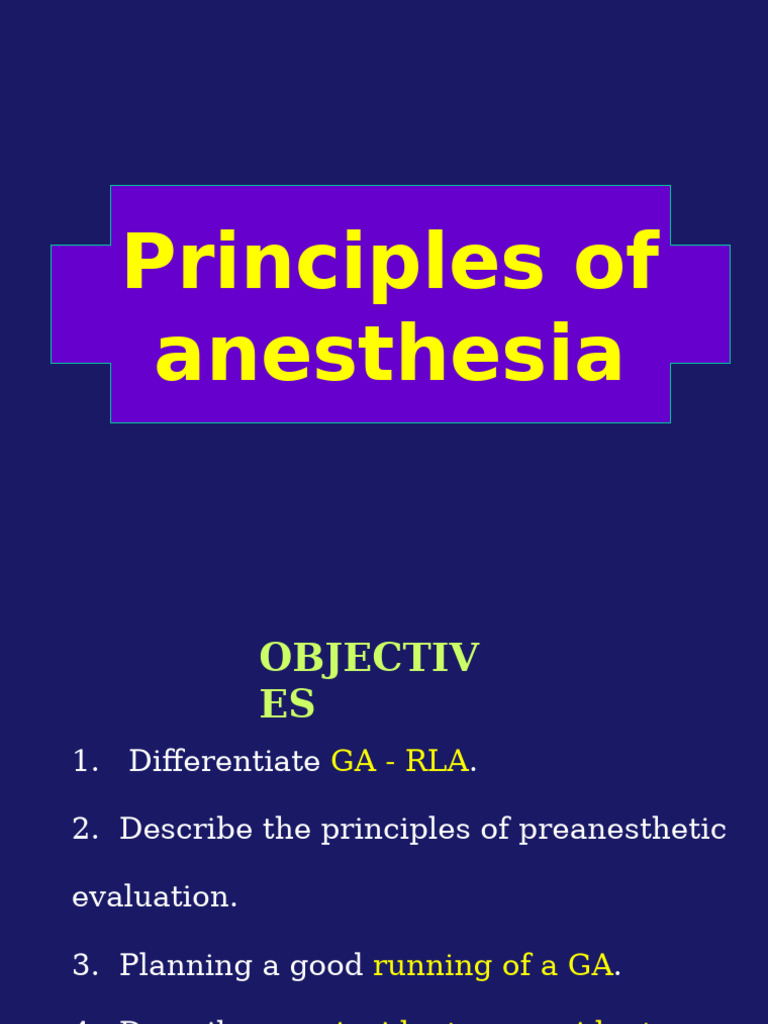 Principles of Anesthesia Overview | PDF | Anesthesia | Pain