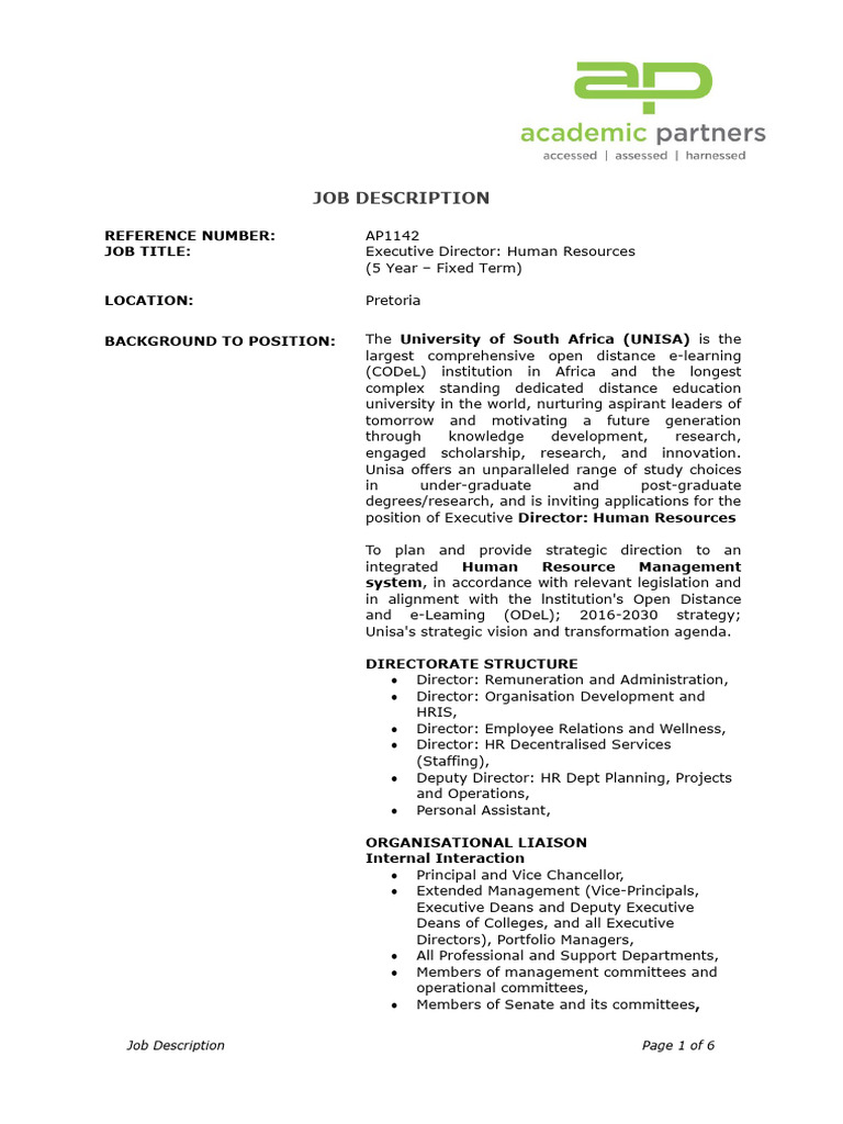 Executive Director: Human Resources Role | PDF | Human Resources ...