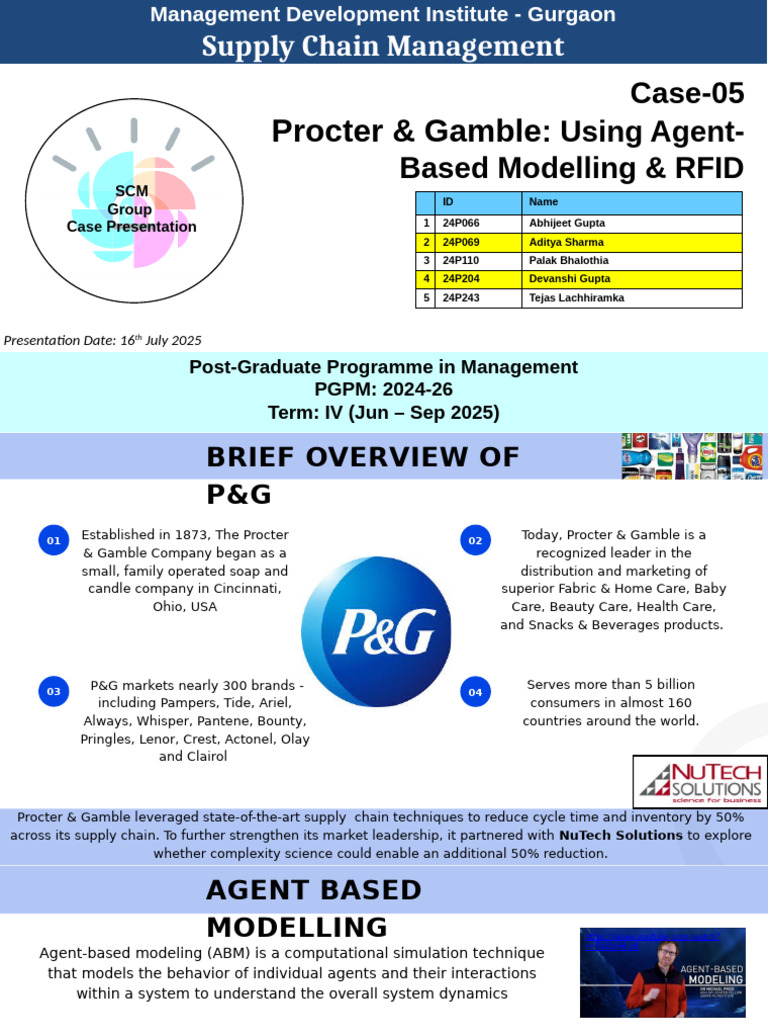 P&G's Supply Chain Innovations: ABM & RFID | PDF | Agent Based Model ...