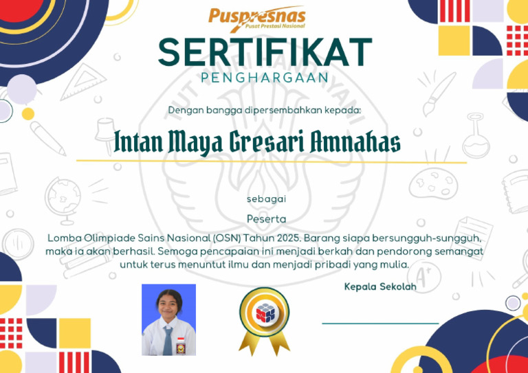 Sertifikat INTAN MAYA GRESARI AMNAHAS | PDF