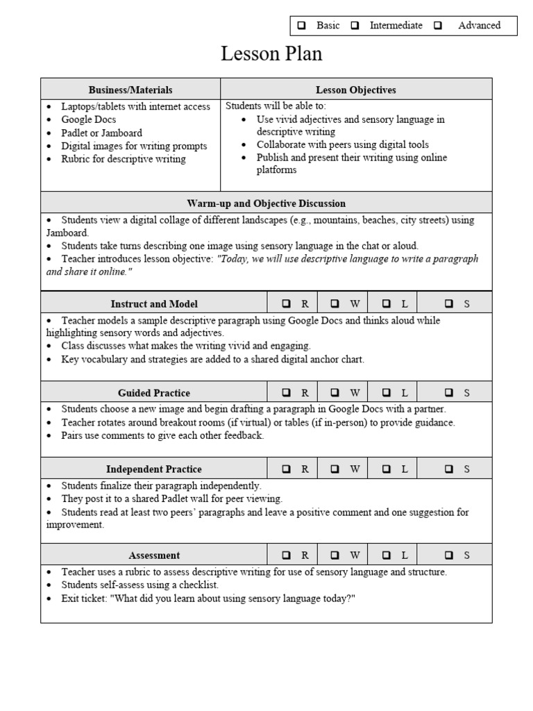 Lesson Plan 1 - Technology | PDF