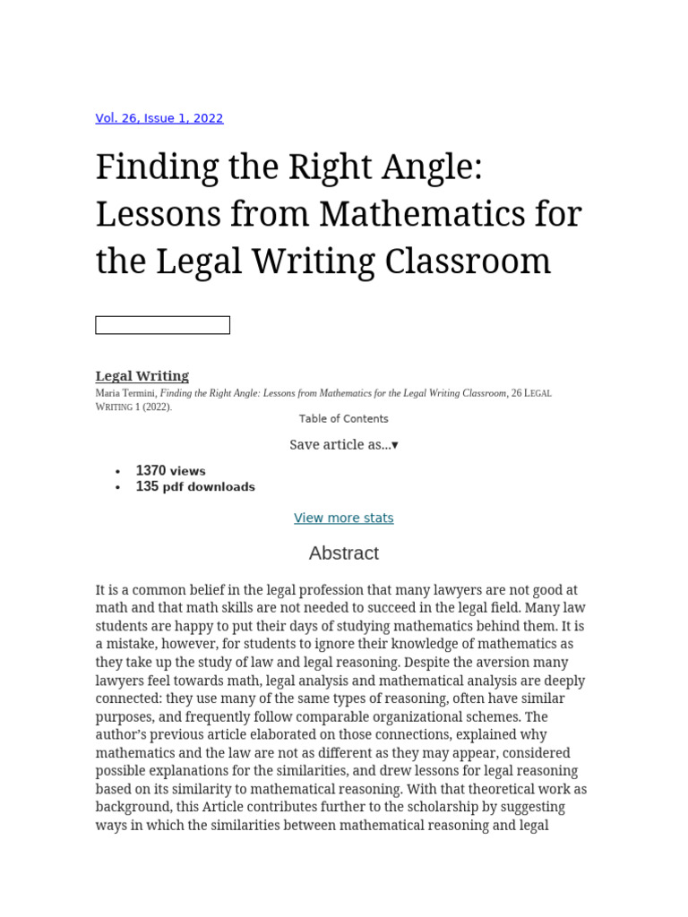 Math Insights for Legal Writing Skills | PDF | Mathematical Proof ...