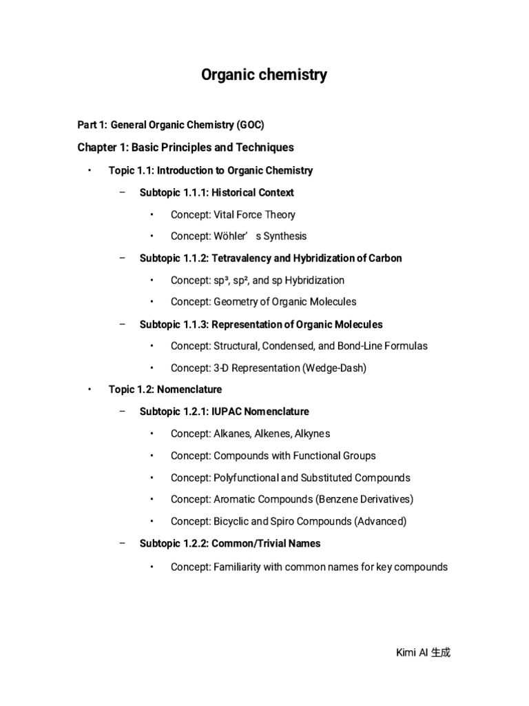 Organic Chemistry Syllabus Overview | PDF | Isomer | Chemical Reactions