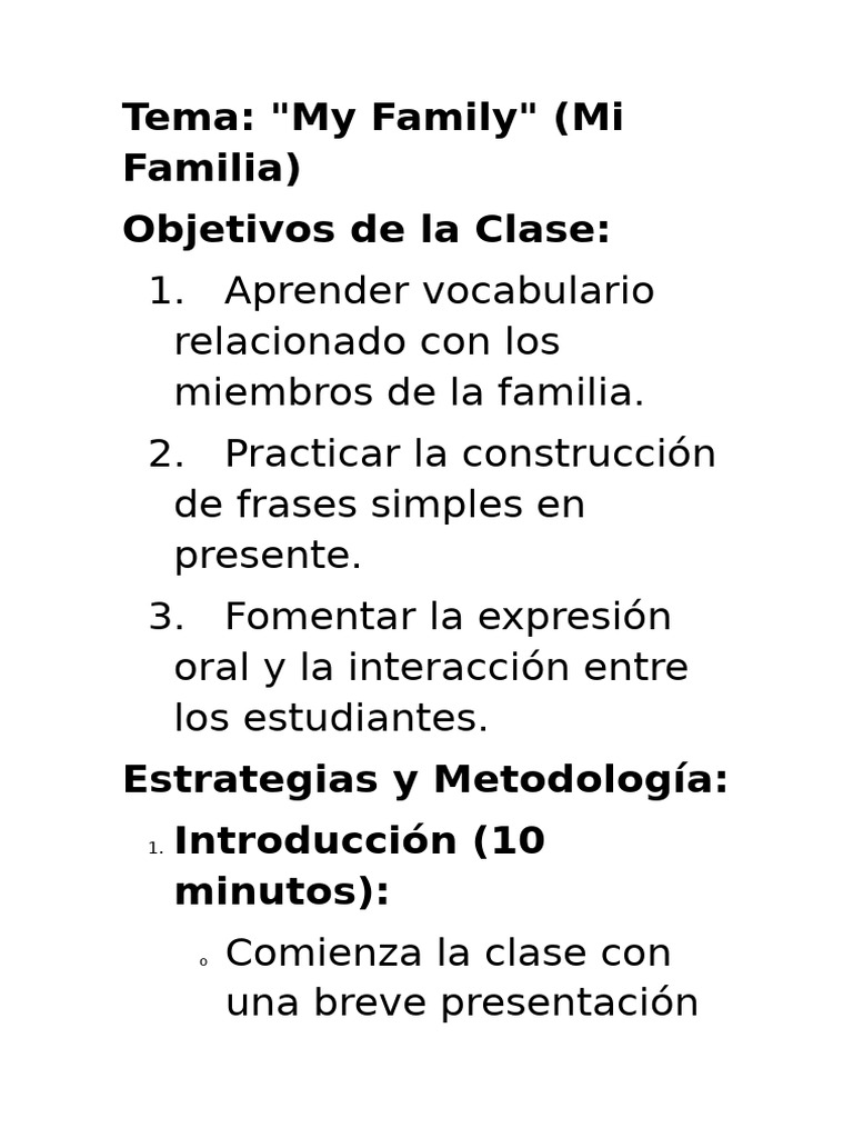 Vocabulario y Actividades sobre la Familia | PDF | Aprendizaje ...