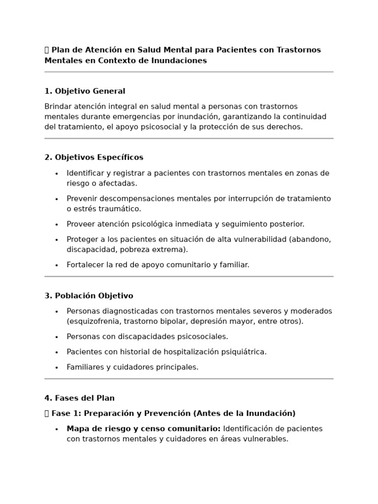? Plan de Atención en Salud Mental para Pacientes Con Trastornos ...