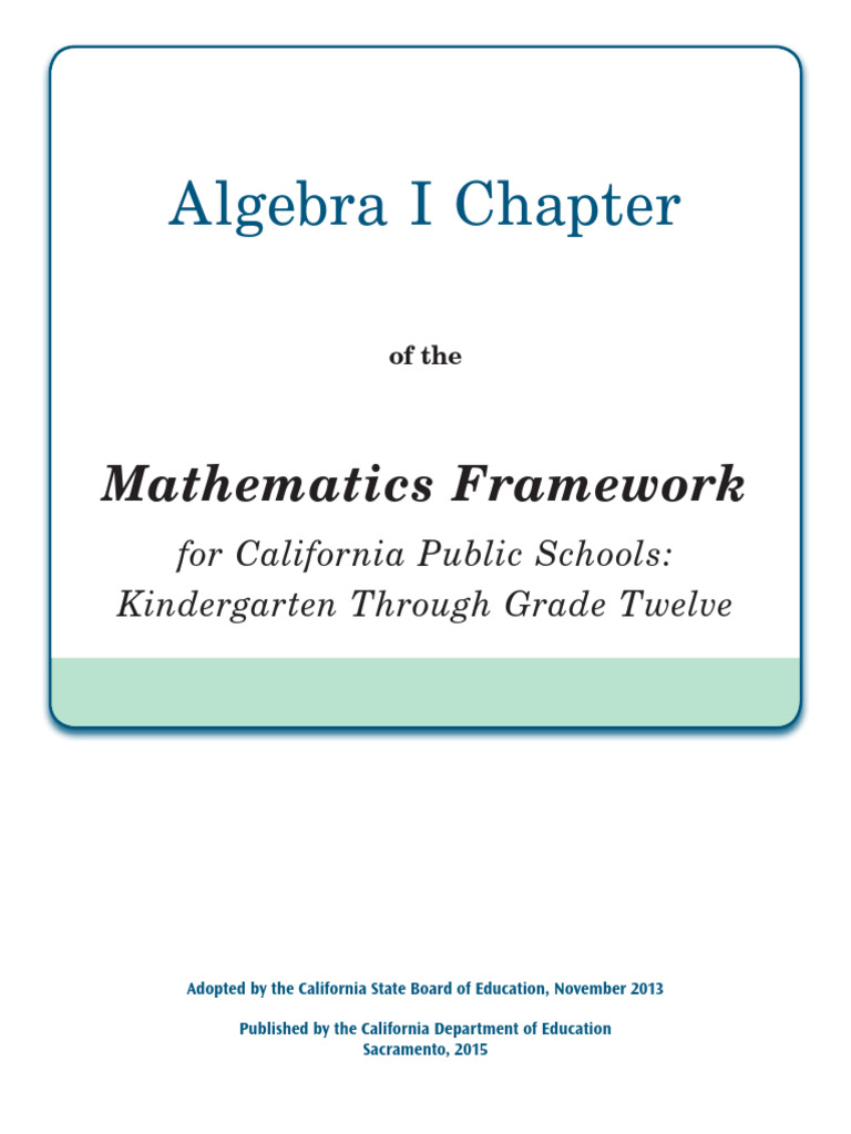 California Algebra I Framework Overview | PDF | Function (Mathematics ...