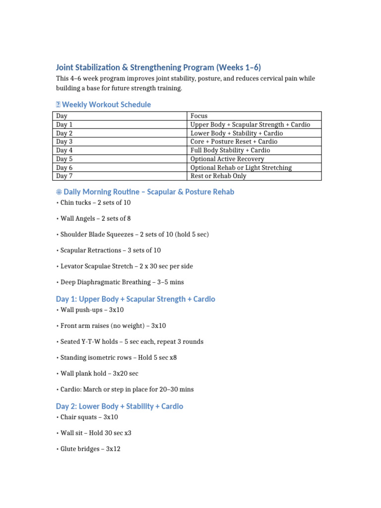 Joint Stability & Strength Program Guide | PDF | Sports Science ...