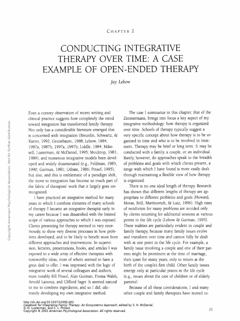 Integrative Therapy Case Study: The Zimmermans | PDF | Psychotherapy ...