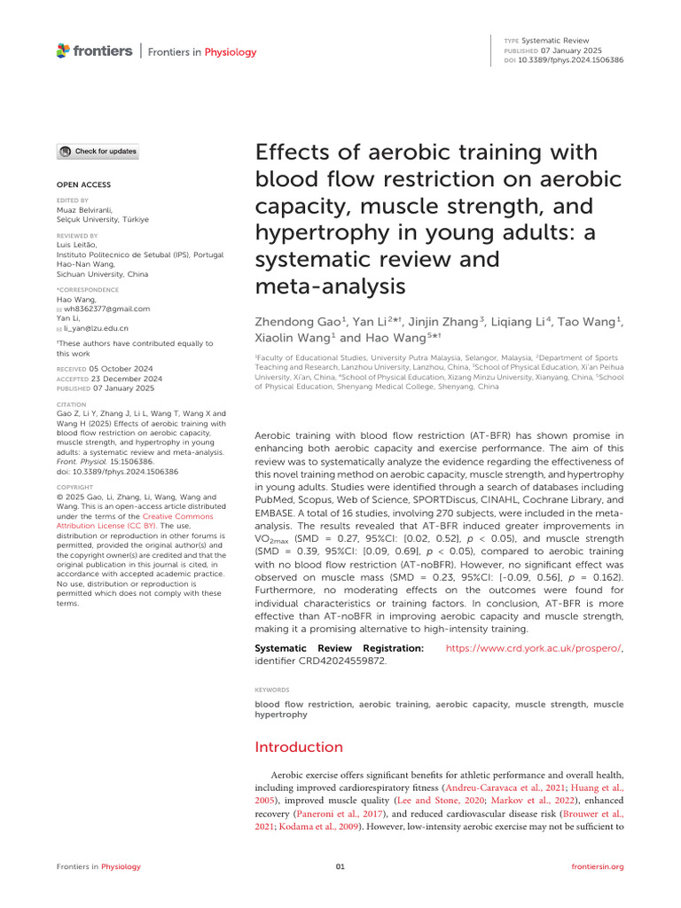 Aerobic Training with Blood Flow Restriction | PDF | Physical Exercise