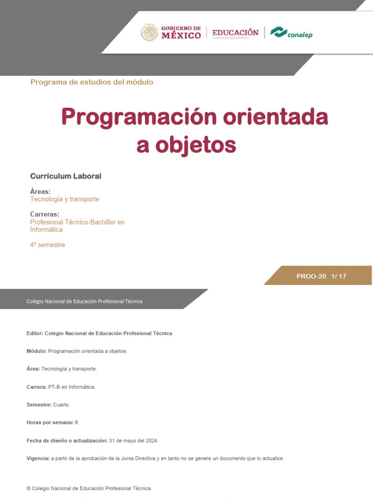 Módulo de Programación Orientada a Objetos | PDF | Objeto (informática ...