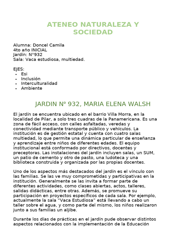 Educación Integral en Jardín N° 932 | PDF | Educación de la primera ...