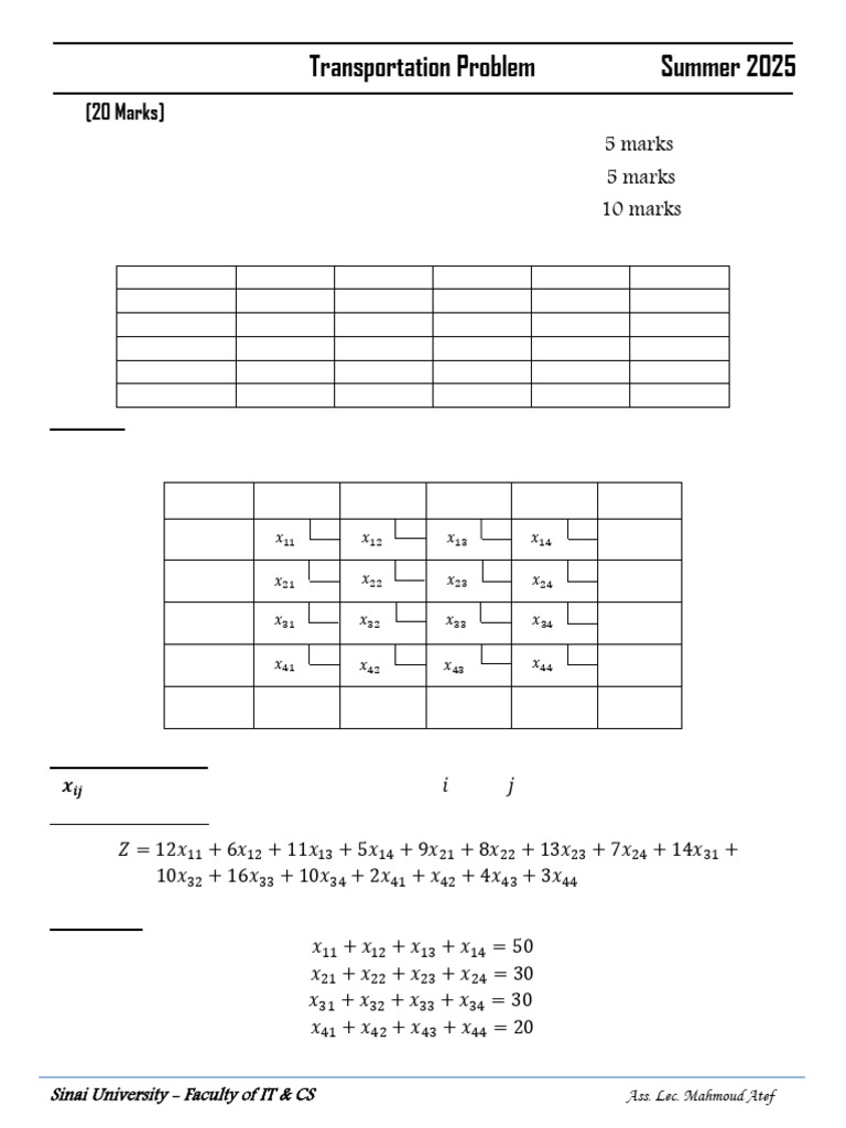 Transportation Problem Solutions Guide | PDF | Mathematical ...