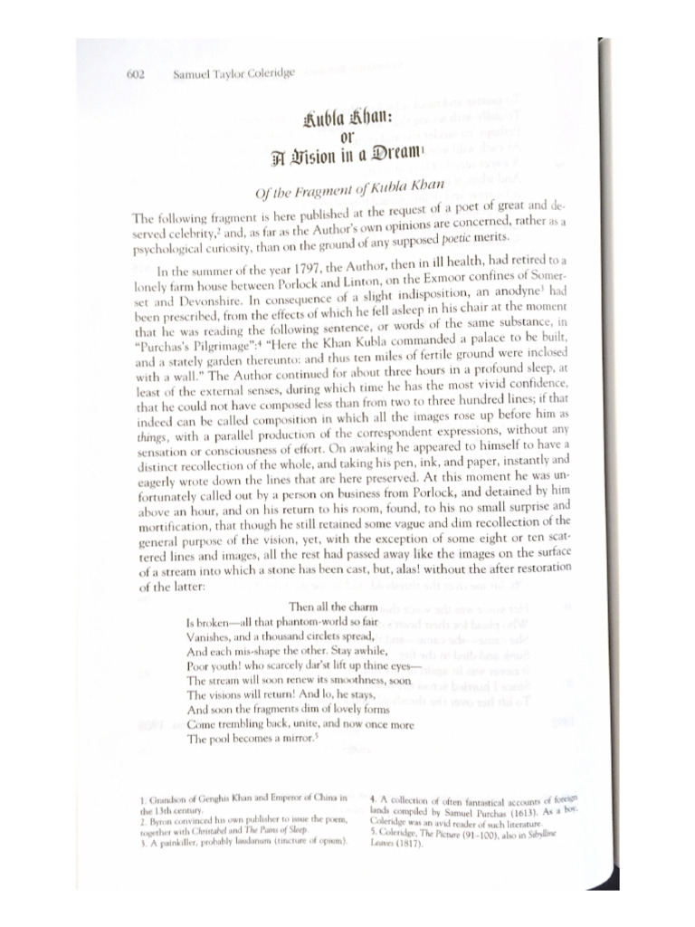 Coleridge - Kubla Khan "Imagination and Fancy" | PDF