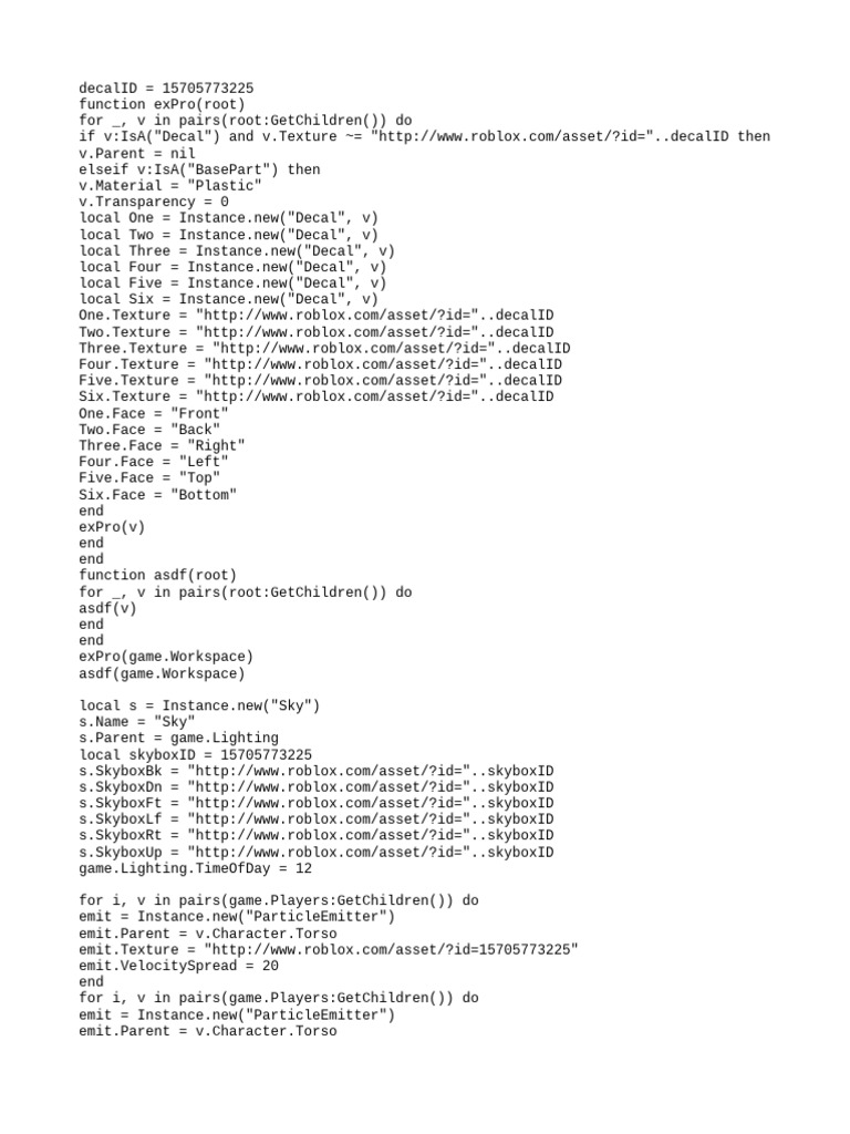Roblox Decal and Skybox Script | PDF