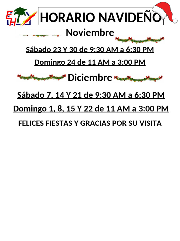 HORARIO NAVIDEÃ_O | PDF