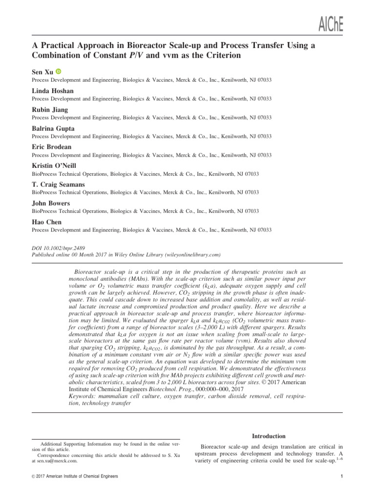 Bioreactor Scale-Up for Therapeutic Proteins | PDF | Carbon Dioxide | Ph