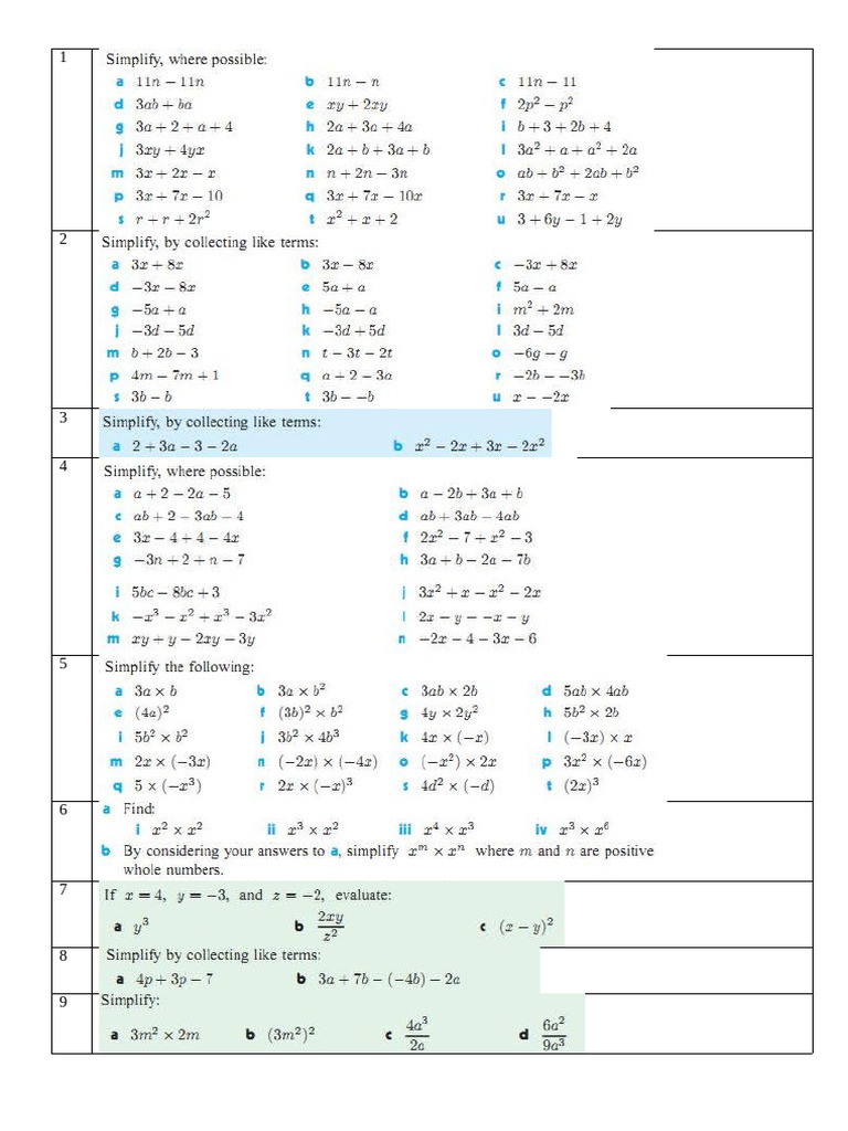 Algebra GRD 7 | PDF
