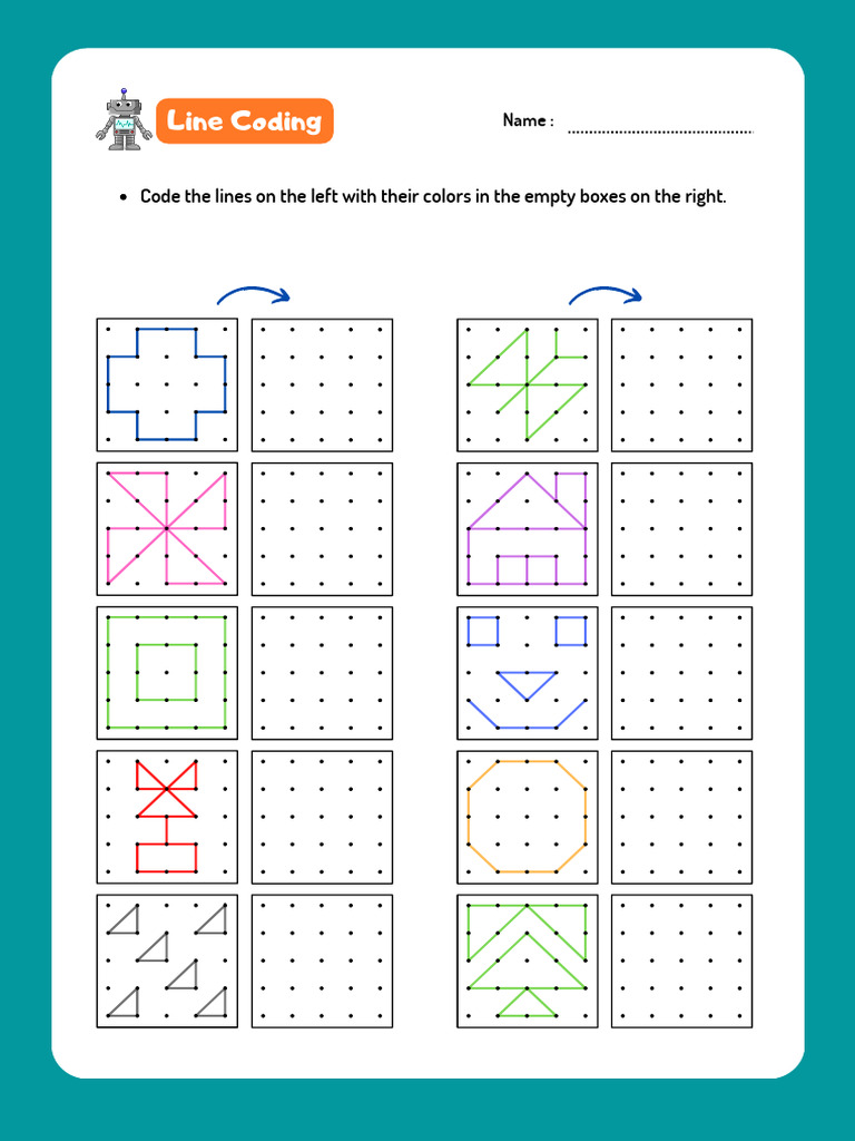 Line Coding Activity Worksheet Activity Primary School Attention ...