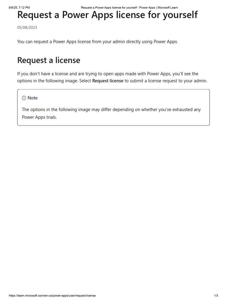 Requesting Power Apps License Guide | PDF