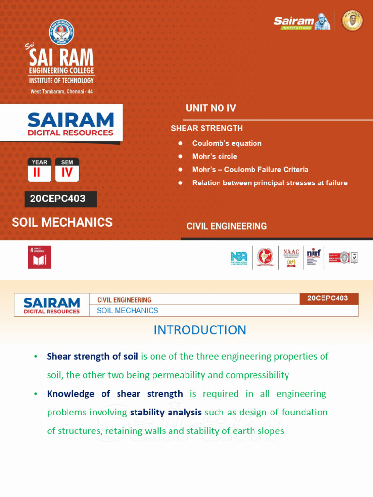 Shear strength of soil | PDF | Stress (Mechanics) | Soil Mechanics