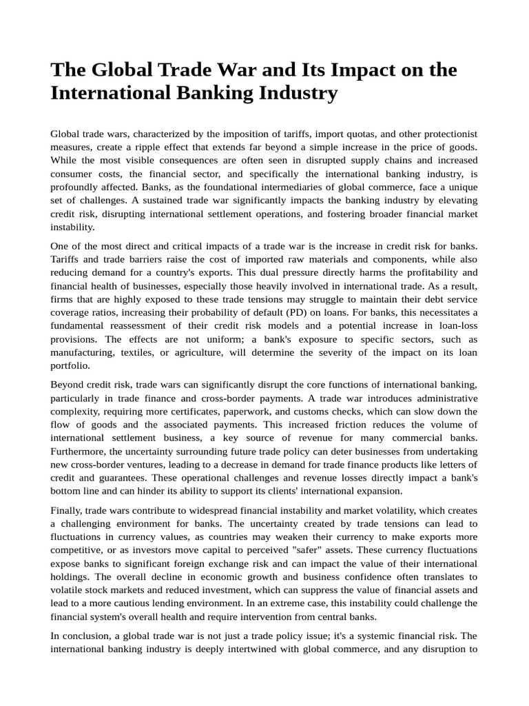 Impact of Trade Wars on Banking Industry | PDF | Banks | Financial Risk