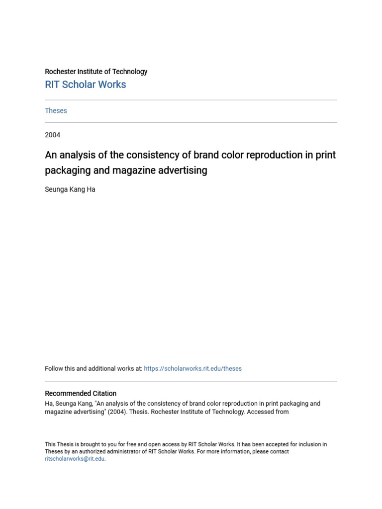 An Analysis of The Consistency of Brand Color Reproduction in Pri | PDF ...