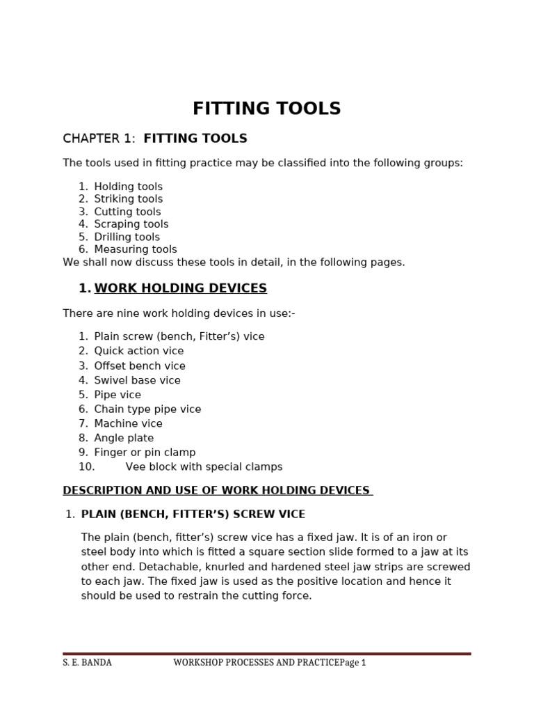 Overview of Fitting Tools and Devices | PDF | Drill | Drilling