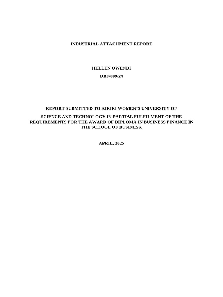 Hellen Owendi Industrial Attachment Report | PDF | Fundraising ...