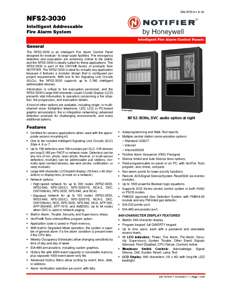 NFS2 3030 Notifier Computer Network Amplifier