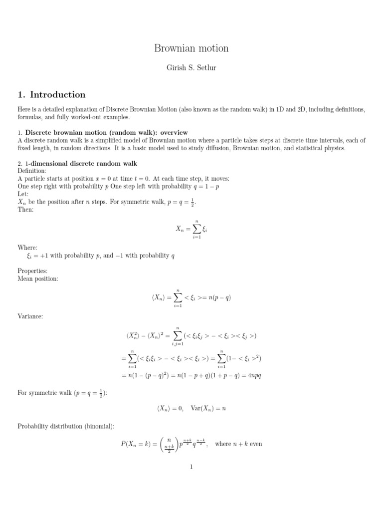 Brownian Motion | PDF | Brownian Motion | Normal Distribution