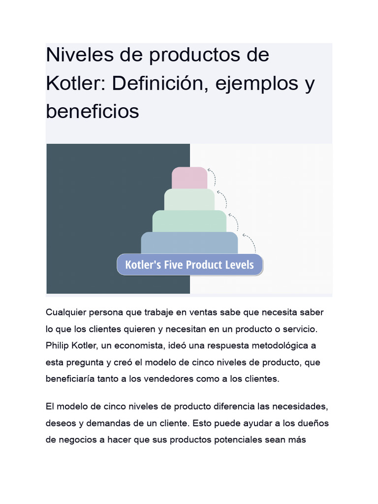 5 Niveles de Producto de Kotler: Guía Completa | PDF | Marketing