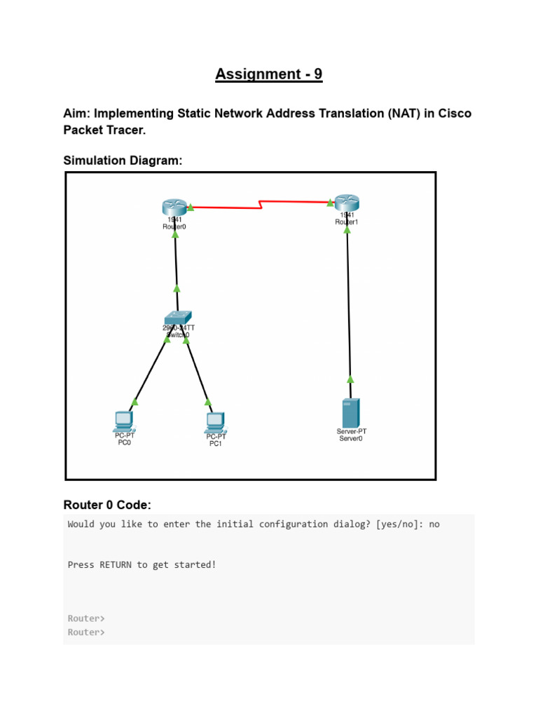 Aim - Implementing Static Network Address Translation (NAT) in Cisco ...