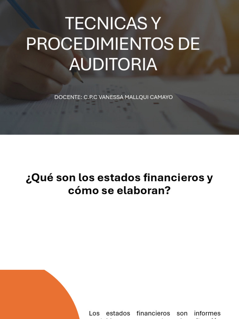 Tecnicas y Procedimientos de Auditoria. Semana 3 y 4 | PDF | Estado ...