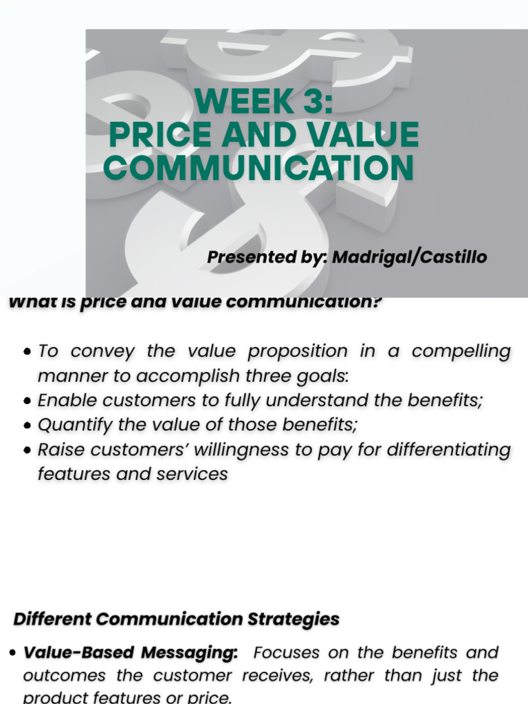Price Value and Communication Week 3 - 20250715 - 165117 - 0000 | PDF ...